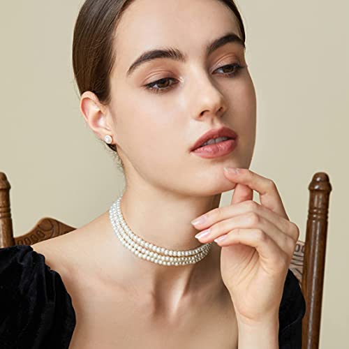 BABYNEHD Round Imitation Pearl Choker Necklace for Gatsby Themed Party Multi Strands Choker 20s Flapper Necklace Accesso