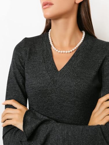 HUWODY Round White Simulated Shell Pearl Choker Necklace for Women