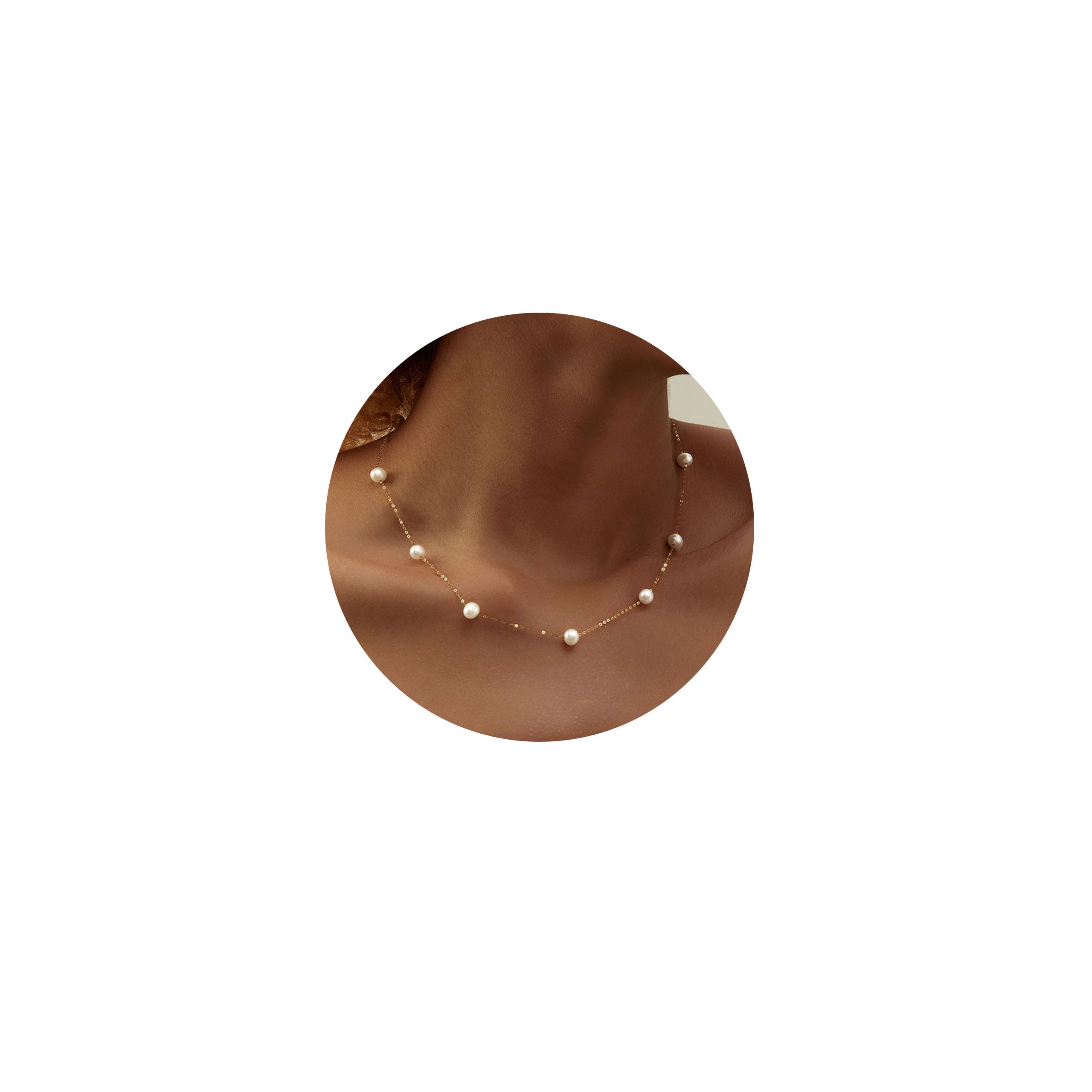 VRIUA Pearl Necklaces for Women - 14k Gold Plated Simple Everyday Minimalist Necklaces for Women  
VRIUA Pearl Necklaces