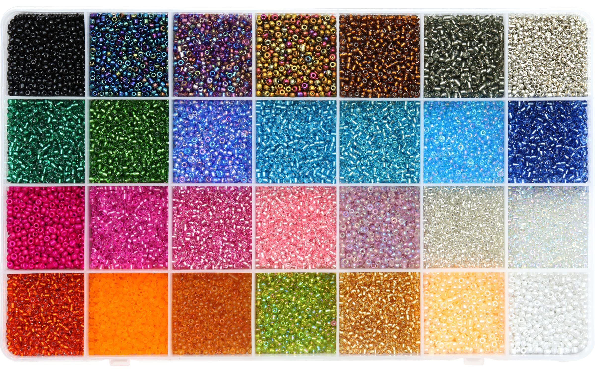 24000Pcs 2mm Glass Seed Beads Kit for Jewelry Making Supplies
| 28 Colors Small Beads Kit for Girls, Women and Adults B